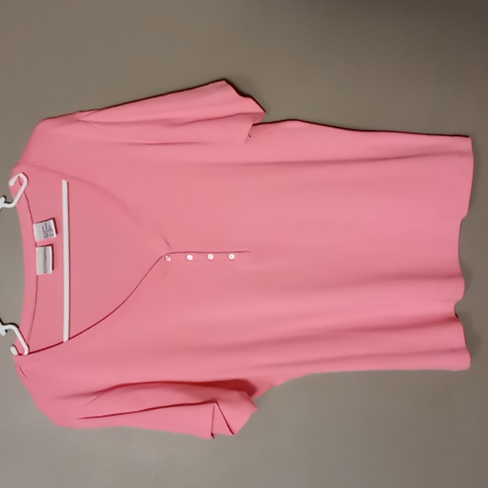 CC Hughes Pink Half Button Blouse XL